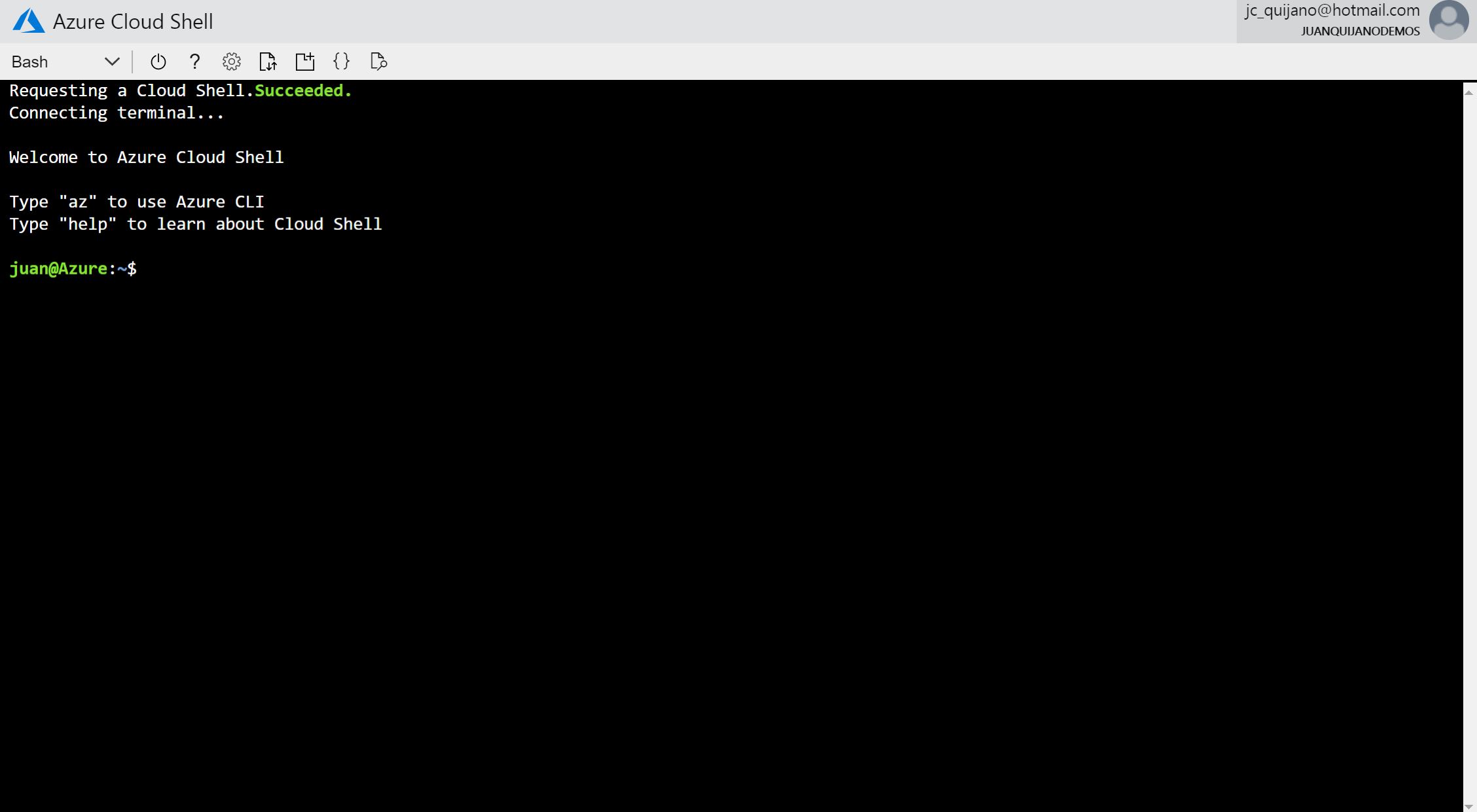 El CloudShell del portal en GRANDE
